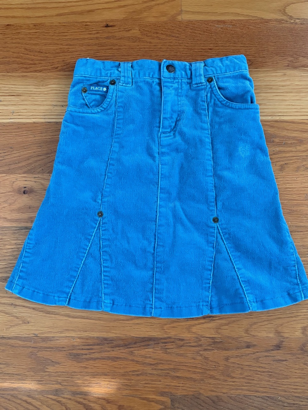 Vintage Y2K The Children's Place Bright Blue Corduroy Panel A-Line Skirt